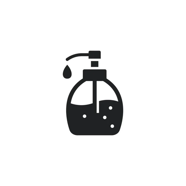 液体肥皂 用滴下的黑色隔离载体图标消毒泵凝胶 手部清洁剂瓶 — 图库矢量图片