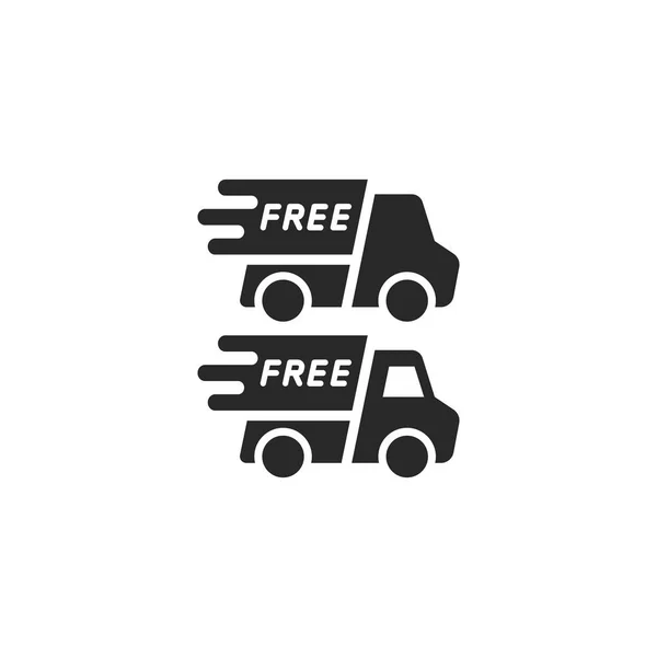 ブラック隔離されたベクトルアイコンに無料のレタリングでトラックを配信 高速輸送サービスシンボル — ストックベクタ