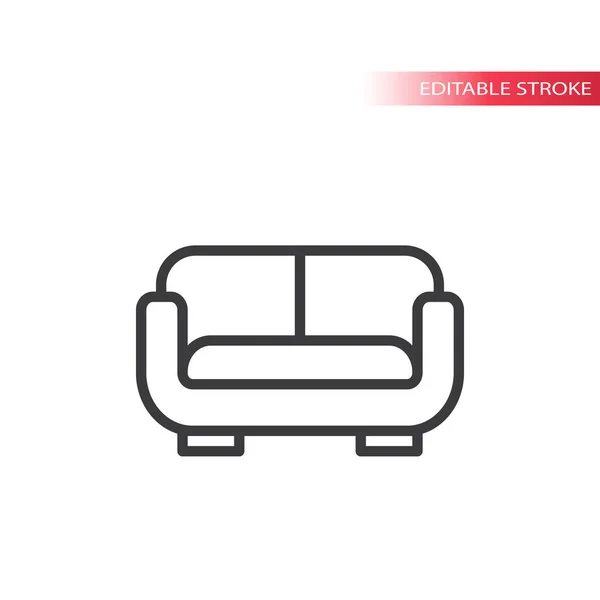 Sofa Oder Couch Dünne Linie Vektor Symbol Essbarer Schlaganfall — Stockvektor