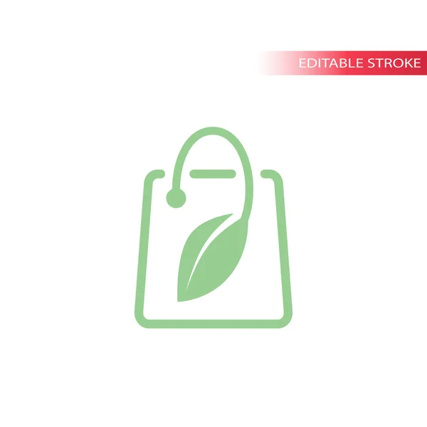 Blatt Einkaufstasche Vektor Logo Öko Bioladen Oder Store Markendesign — Stockvektor