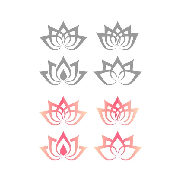 Lotus Water Lily Blossom Floral Design Logo Yoga Spa Vector — Stock Vector