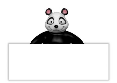 Poster, 3d render holding beyaz arka plan üzerinde izole ayı Panda