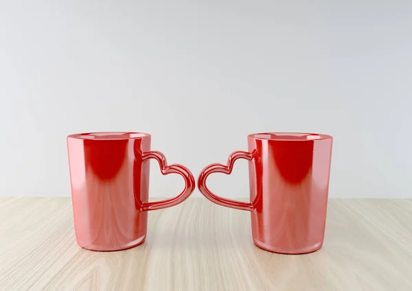 Tazza con manico a forma di cuore contenente fiore, rendering 3D — Foto Stock