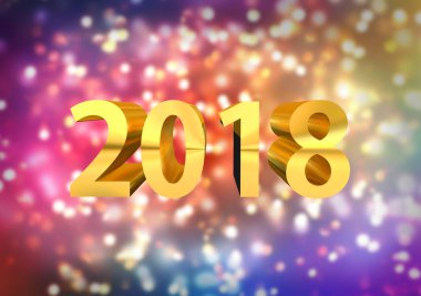 kutlama yeni yıl 2018, 3d render varış 