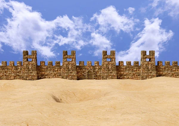 Jericho Festung in panoramischer Ansicht. der Ort war Schauplatz einer großen Schlacht des hebräischen Volkes, die in der Bibel erzählt wird — Stockfoto