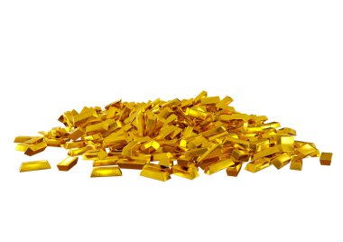 Altın külçeleri beyaz arka planda izole edilmiş. Finans ve finans piyasası kavramı