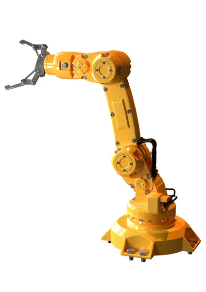 Industrial robotic arm isolated over white background. Equipment used in the automotive industry — Stock Photo, Image