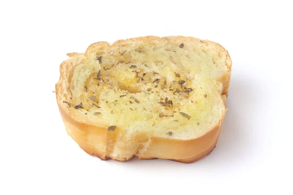 Gesneden zelfgemaakte geroosterde kruid brood geïsoleerde witte achtergrond — Stockfoto
