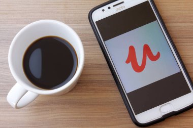 Rio de Janeiro, Brazil - February 14, 2020: Logo Udemy on the smartphone screen Moto G5s Plus. It is a distance learning platform, created for professionals to be able to both study and teach.