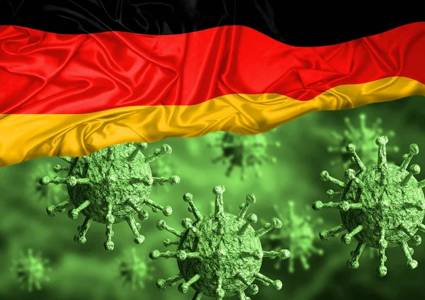 Covid Krankheit Verursacht Durch Das Coronavirus Das Deutschland Kontaminiert Nationalflagge — Stockfoto