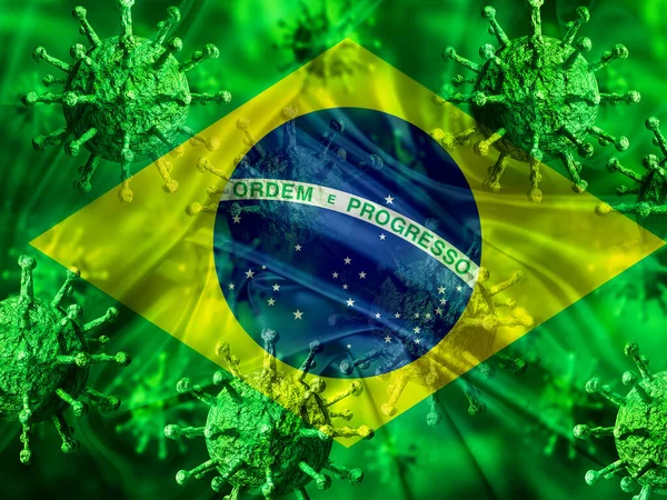 Malattia Covid Causata Dal Coronavirus Che Contamina Brasile Bandiera Nazionale — Foto Stock