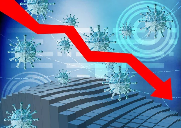 Graphique Diagramme Montrant Récession Économique Financière Mondiale Causée Par Maladie — Photo