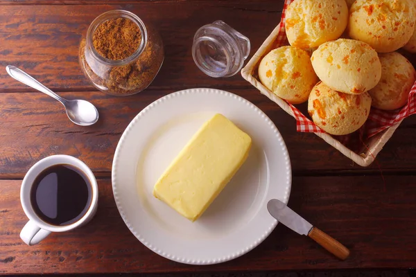 Pan Queso Casero Merienda Tradicional Brasileña Mesa Desayuno Una Cocina — Foto de Stock