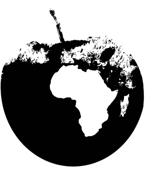 Dünya 'nın yok oluşunun işareti, büyük elma patlaması sembolü, Afrika' nın küresel felaketler ve insan aktiviteleri yüzünden yıkımı, Afrika 'nın kötümser geleceği