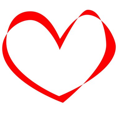 Kalp çizgisi vektörü, Moebius taklidi kırmızı kalp şeklinde şerit, kalp atışı noktalarıyla sonsuz aşk sembolü, basit aşk işareti.