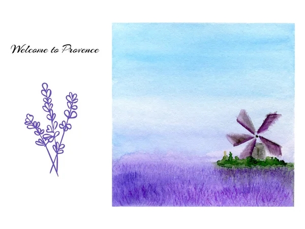 Provence suluboya kapağına, lavanta tarlası illüstrasyonuna, lavanta desenli el çizimine ve fotobook, seyahat kitabı, yemek kitabı, restoran menüsü kapağına hoş geldiniz.