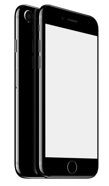 ベクトル電話前面と背面展望白い背景に、新しい近代的な携帯電話モックアップ — ストックベクタ