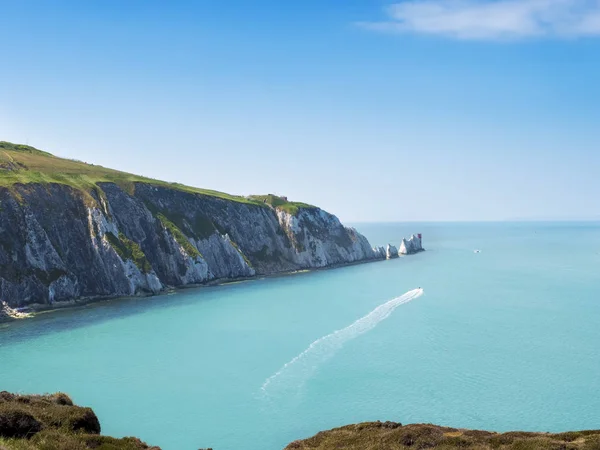 İğneler kaya oluşumu üzerinde Isle Of Wight İngiltere İngiltere