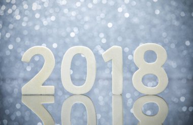 Gümüş 2018 ahşap numaraları yansımanın camına