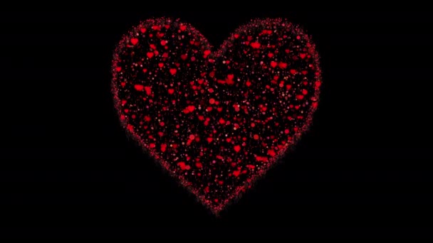 情人节心动画的概念是黑色的 爱的概念 — 图库视频影像