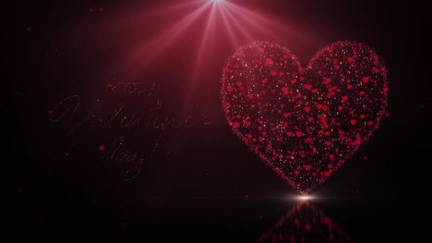 Giorno San Valentino Augura Concetto Testo Con Cuore Luce Concetto — Video Stock