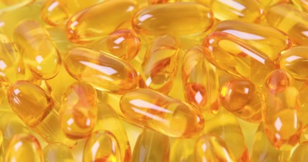 Omega Fish Oil Softgels Dietary Supplement Background Healthy Life Heart — Stock Video