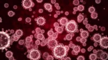 Coronavirus hastalığı 2019 COVID-19 insan vücudunda kırmızı kan hücreleri bulunan bir patojendir. Virüs hücrelerinin mikroskobik görüntüsü. Sars. 3d oluşturma.