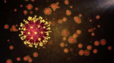 COVID-19 Coronavirus Hastalığı 2019. İnsan vücudundaki kan hücreleri solunum yoluna saldıran bir patojendir. Virüs hücrelerinin mikroskobik görüntüsü. Sars. 3d oluşturma.