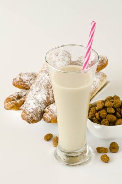 Kaplan fındık süt ve fartons. Horchata de chufa.