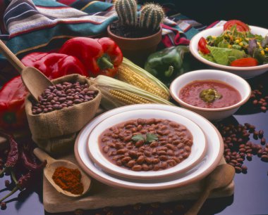 Tex Mex Food. Mexican Pinto Beans. clipart