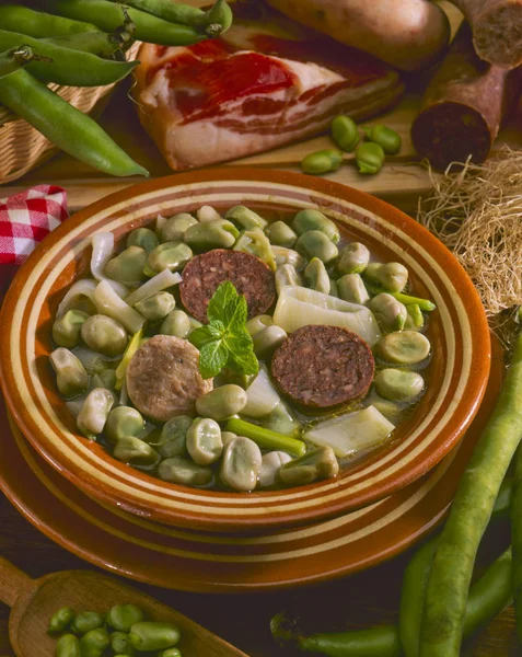 Spanish cuisine. Broad beans, Catalan style. — Stock Photo, Image