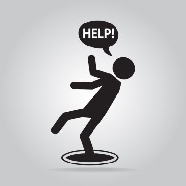 Sembol illüstrasyon uyarı deliği simgesi haline düşen adam