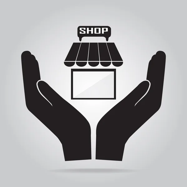 Winkel opbouwen in de hand pictogram. Bescherming en de veiligheid, zorg concept — Stockvector