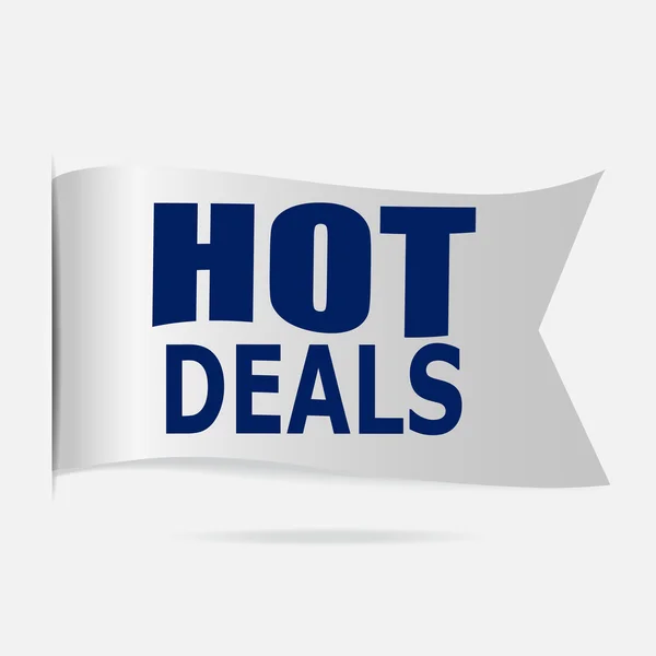 Hot Deals Etikett, Abzeichen mit silbernem Band — Stockvektor