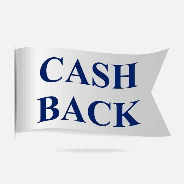 Cash-Back-Etikett, silbernes Bandabzeichen — Stockvektor