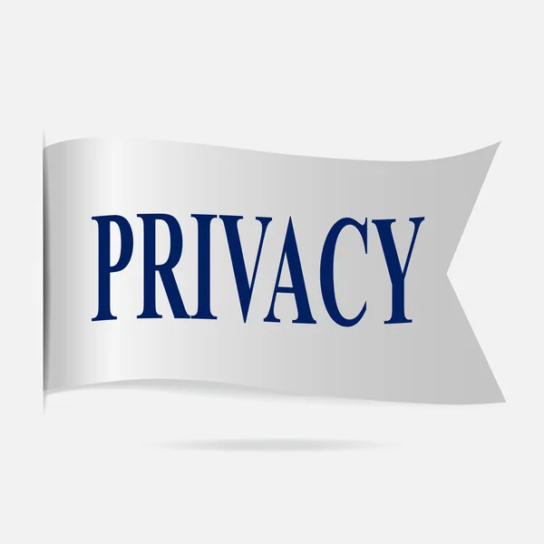 Etichetta privacy, distintivo del nastro argentato — Vettoriale Stock