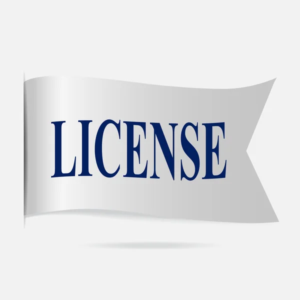 Etichetta della licenza, distintivo del nastro argentato — Vettoriale Stock