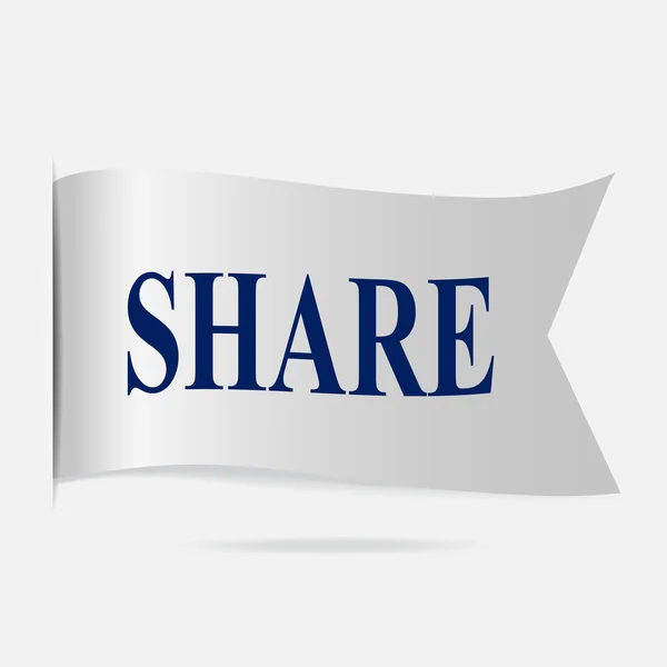 Share label, silver ribbon badge — Stock Vector