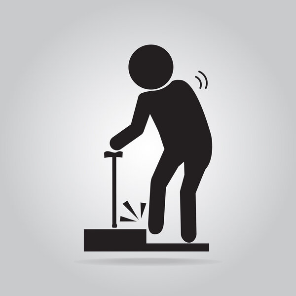 Пожилые люди с травмой палки и скольжения, изображение травмы человека
