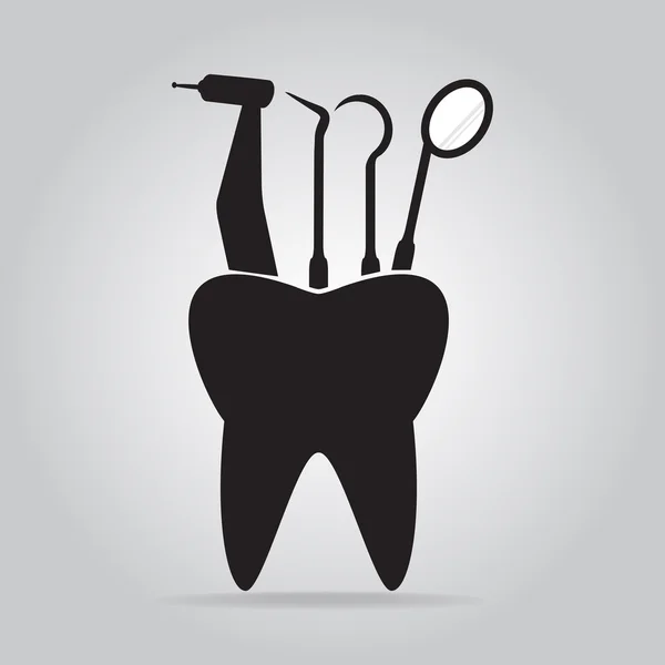 Herramientas de dentista e icono de diente — Archivo Imágenes Vectoriales