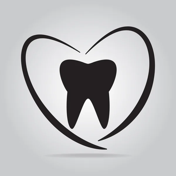 Icono del diente y el corazón, icono del dentista concepto de salud — Archivo Imágenes Vectoriales