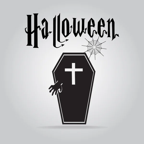 Ghost and casket halloween sign — Stock Vector