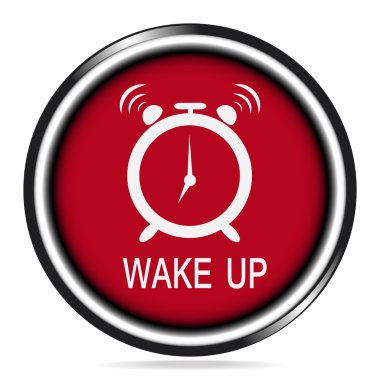 Saat alarm, yukarı işareti kırmızı düğme simgesi uyan