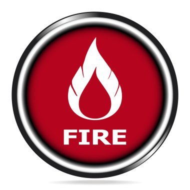 Alev işaret düğme simgesi üzerinde kırmızı düğmeye illüstrasyon