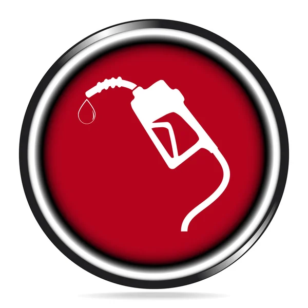 Gasoline pump symbol icon on red button — Stock Vector