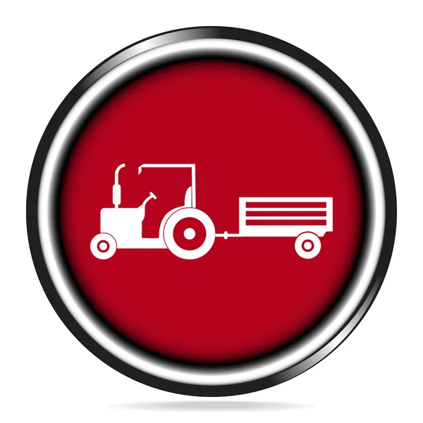 Tractor y conductor con icono del carrito, tractor de agricultura con botón del carrito — Vector de stock