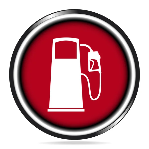 Icône pompe à carburant sur illustration bouton rouge — Image vectorielle