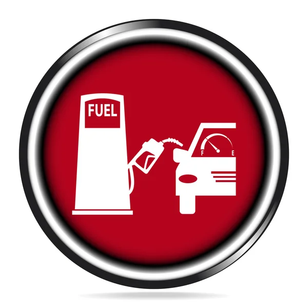 Icône pompe à carburant sur illustration bouton rouge — Image vectorielle