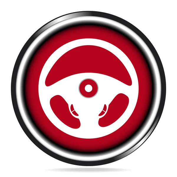 赤いボタンの車ステアリング ホイール アイコン — ストックベクタ