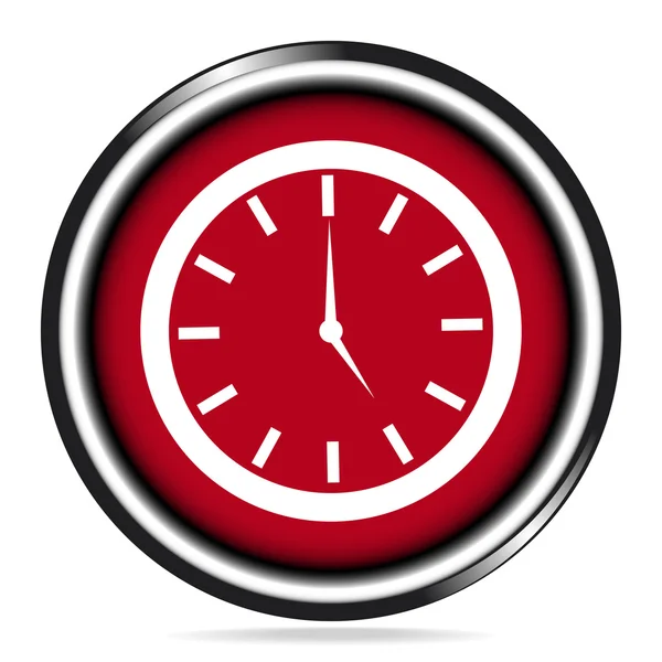 시계, 시간 서명 빨간 버튼 아이콘 — 스톡 벡터